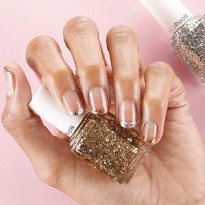 Manicura Uñas Cortas Francesa Metálica